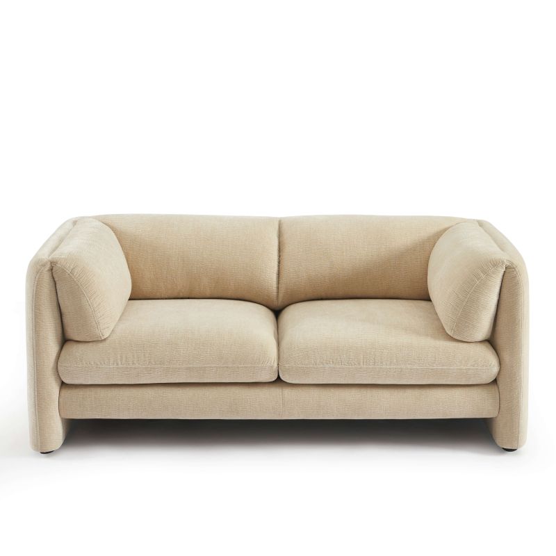 Canapé droit fixe NIKKI 2 places velours texturé beige