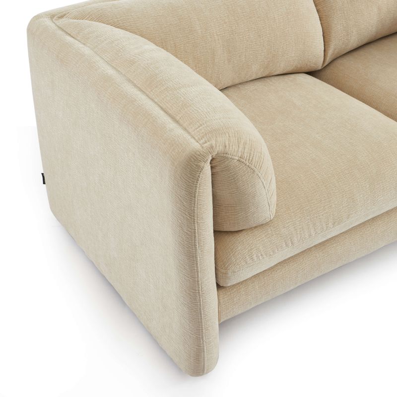 Canapé droit fixe NIKKI 2 places velours texturé beige