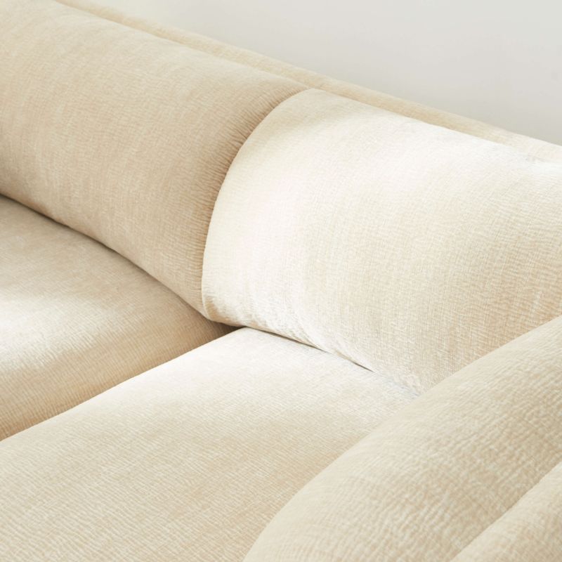 Canapé droit fixe NIKKI 2 places velours texturé beige