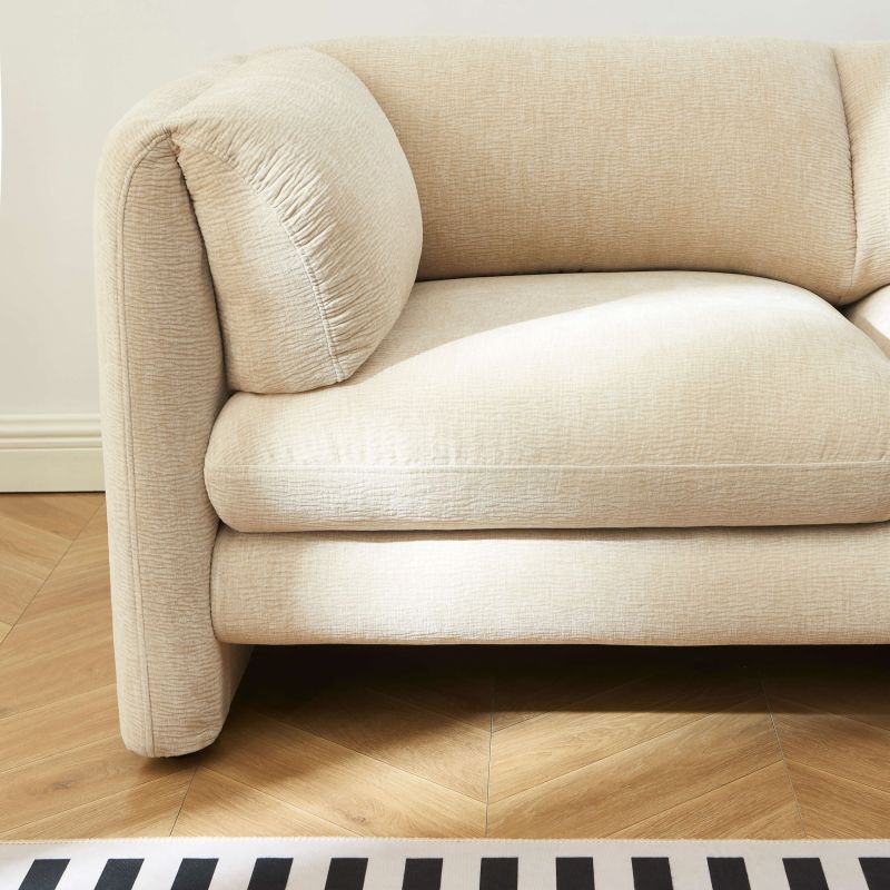 Canapé droit fixe NIKKI 2 places velours texturé beige