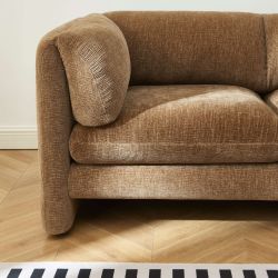 Canapé droit fixe NIKKI 2 places velours texturé marron