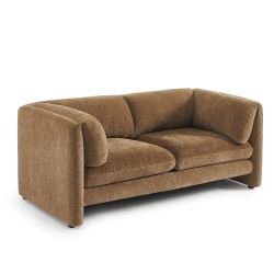Canapé droit fixe NIKKI 2 places velours texturé marron