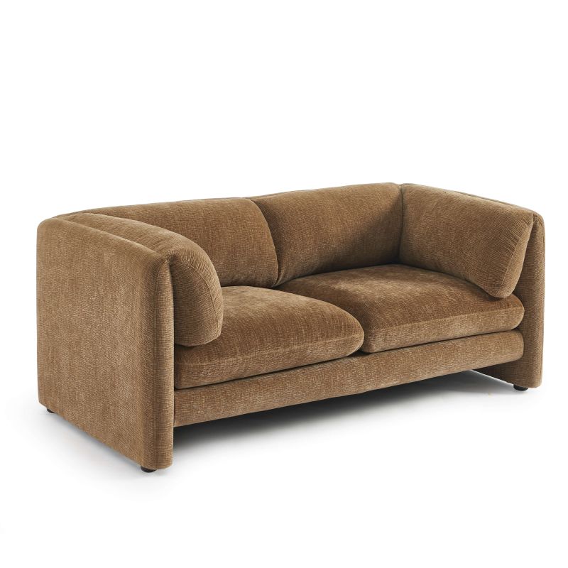 Canapé droit fixe NIKKI 2 places velours texturé marron