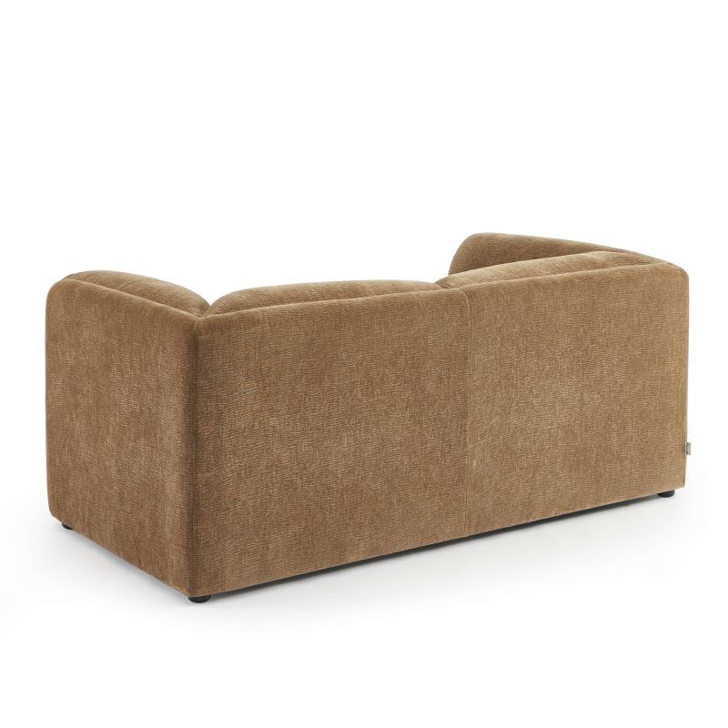 Canapé droit fixe NIKKI 2 places velours texturé marron