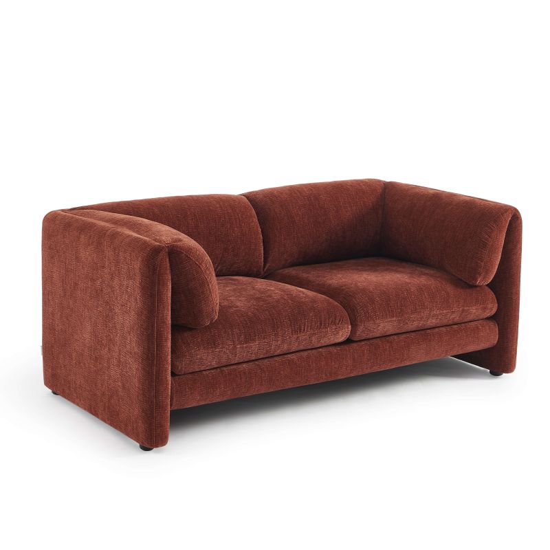 Canapé droit fixe NIKKI 2 places velours texturé terracotta