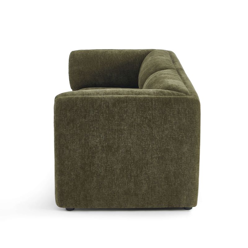 Canapé droit fixe NIKKI 2 places velours texturé vert