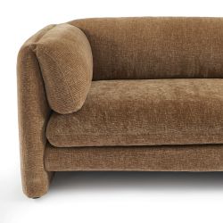 Canapé droit fixe NIKKI 3 places velours texturé marron