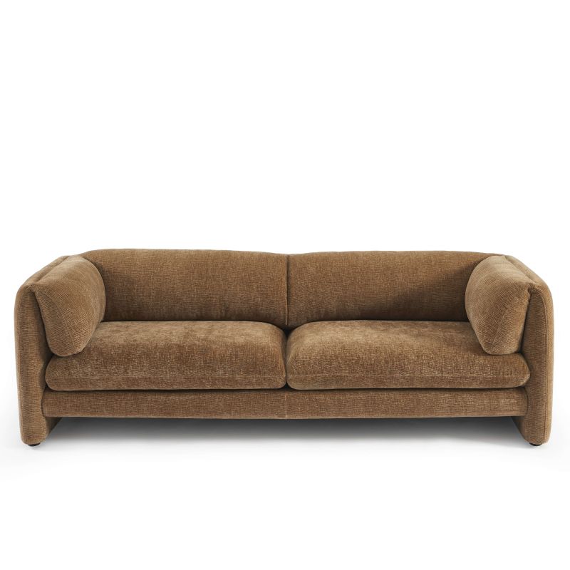 Canapé droit fixe NIKKI 3 places velours texturé marron