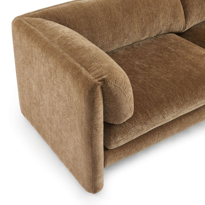 Canapé droit fixe NIKKI 3 places velours texturé marron