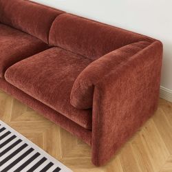 Canapé droit fixe NIKKI 3 places velours texturé terracotta