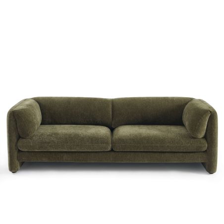 Canapé droit fixe NIKKI 3 places velours texturé vert
