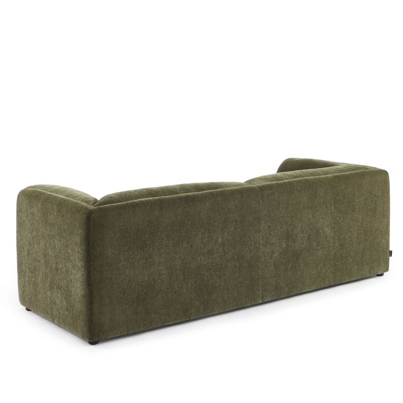 Canapé droit fixe NIKKI 3 places velours texturé vert