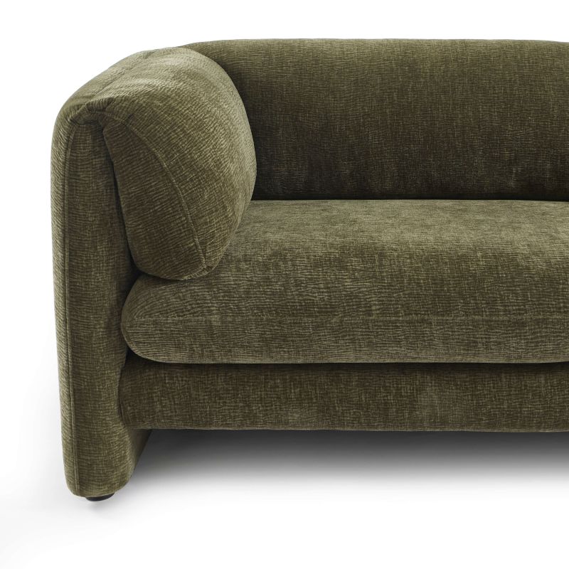 Canapé droit fixe NIKKI 3 places velours texturé vert