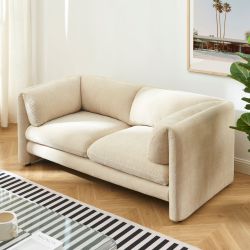 Canapé droit fixe NIKKI 2 places velours texturé beige