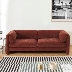 Canapé droit fixe NIKKI 3 places velours texturé terracotta