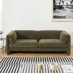 Canapé droit fixe NIKKI 3 places velours texturé vert