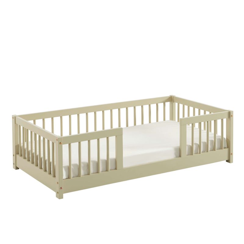 Lit enfant avec barrières EDEN 70x140 pin massif beige sommier inclus