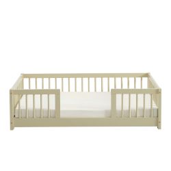 Lit enfant avec barrières EDEN 70x140 pin massif beige sommier inclus