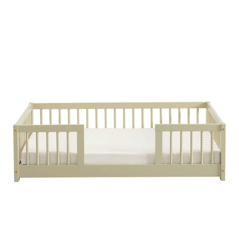 Lit enfant avec barrières EDEN 70x140 pin massif beige sommier inclus