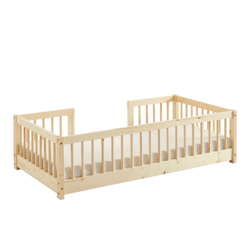 Lit enfant avec barrières EDEN 70x140 pin massif sommier inclus