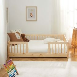 Lit enfant avec barrières EDEN 70x140 pin massif sommier inclus