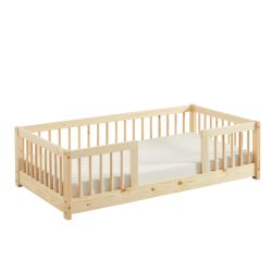 Lit enfant avec barrières EDEN 70x140 pin massif sommier inclus