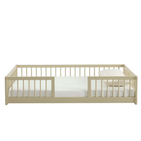 Lit enfant avec barrières EDEN pin massif beige 90x190 sommier inclus