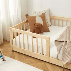 Lit enfant avec barrières EDEN pin massif 90x190 sommier inclus