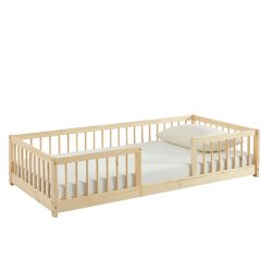 Lit enfant avec barrières EDEN pin massif 90x190 sommier inclus