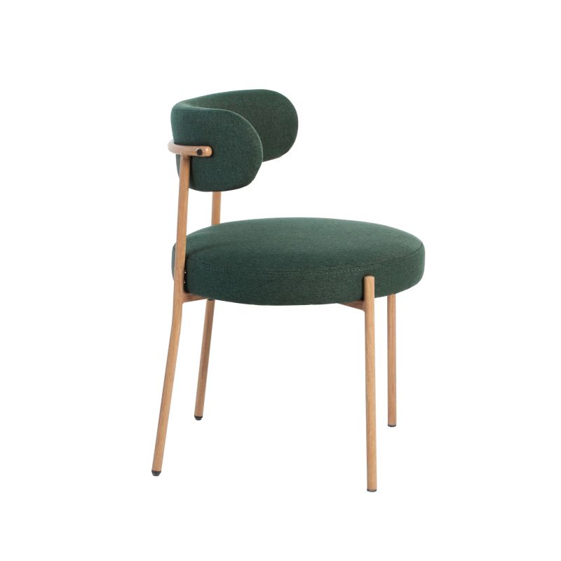 Lot de 2 chaises NOA tissu vert pieds métal finition bois