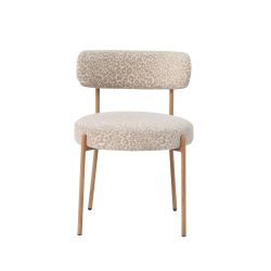 Lot de 2 chaises NOA tissu imprimé léopard beige pieds métal finition bois