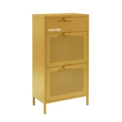 Meuble à chaussures PANTONE métal jaune moutarde 55cm
