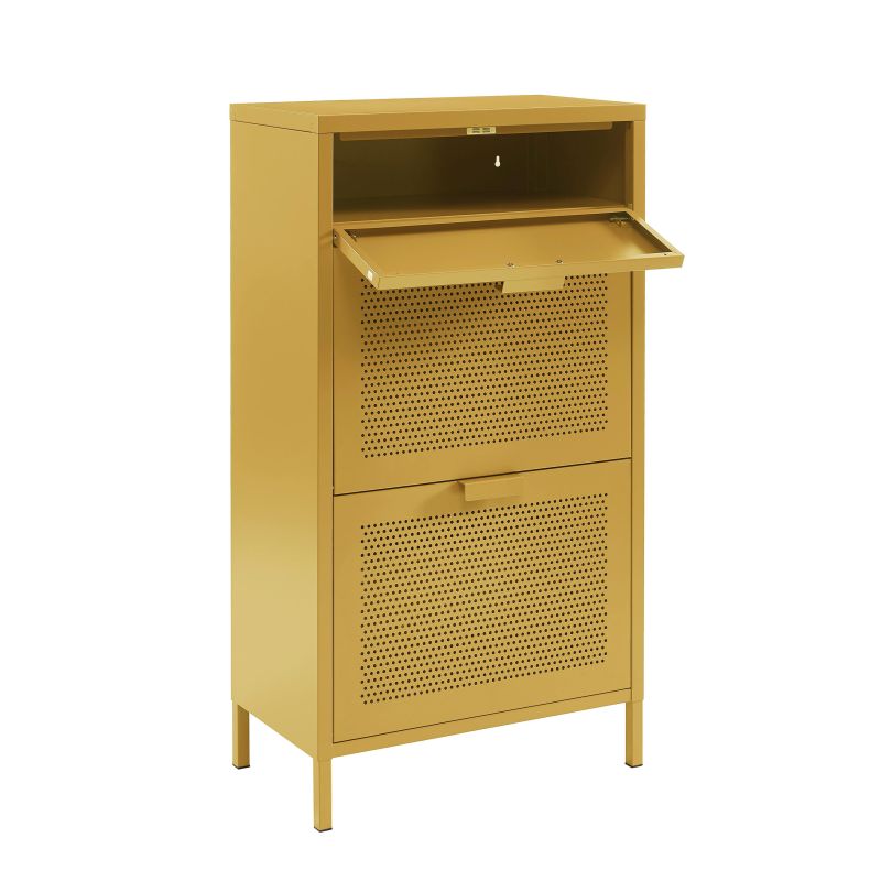 Meuble à chaussures PANTONE métal jaune moutarde 55cm