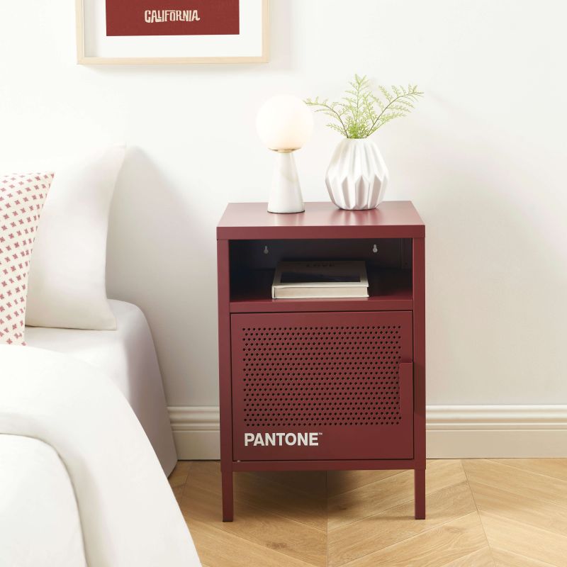 Table de chevet PANTONE métal bordeaux 40cm