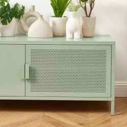 Meuble tv PANTONE métal vert amande 120cm