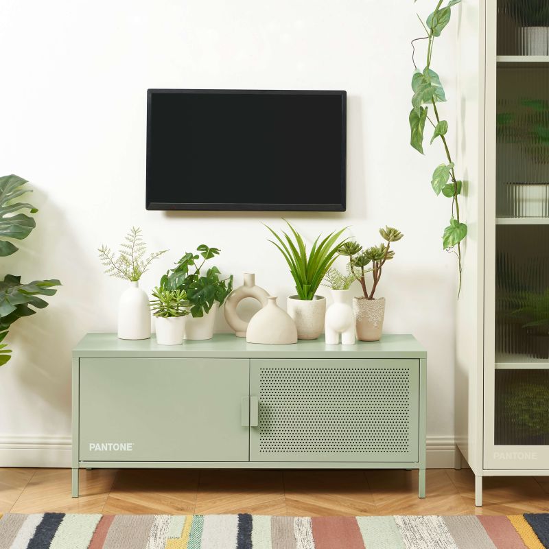 Meuble tv PANTONE métal vert amande 120cm