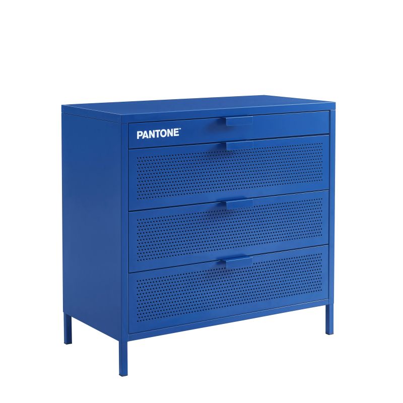 Commode PANTONE métal 4 tiroirs bleu électrique 80 cm