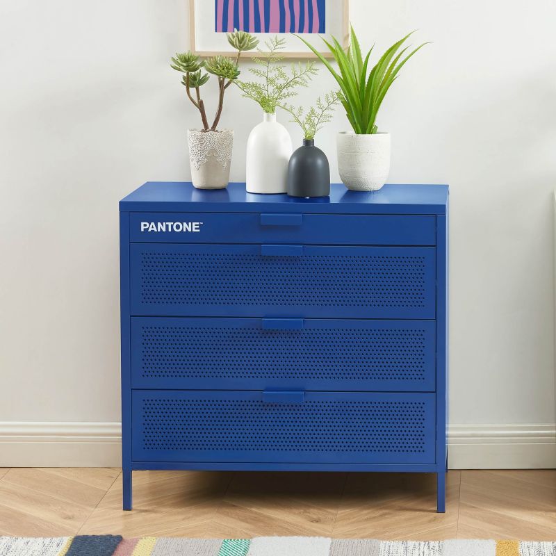 Commode PANTONE métal 4 tiroirs bleu électrique 80 cm