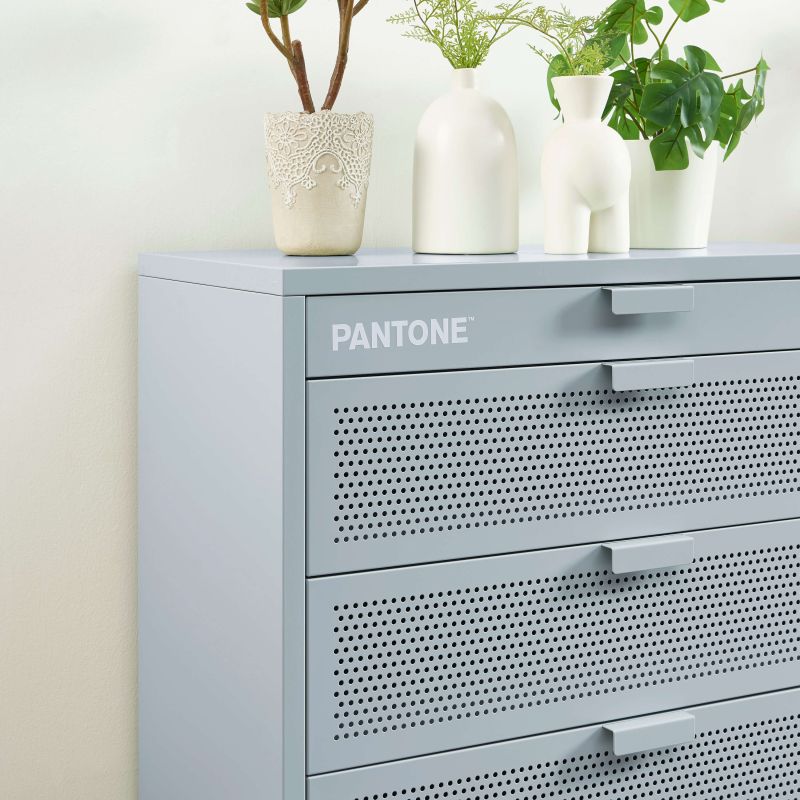 Commode PANTONE 4 tiroirs métal gris bleu 80cm
