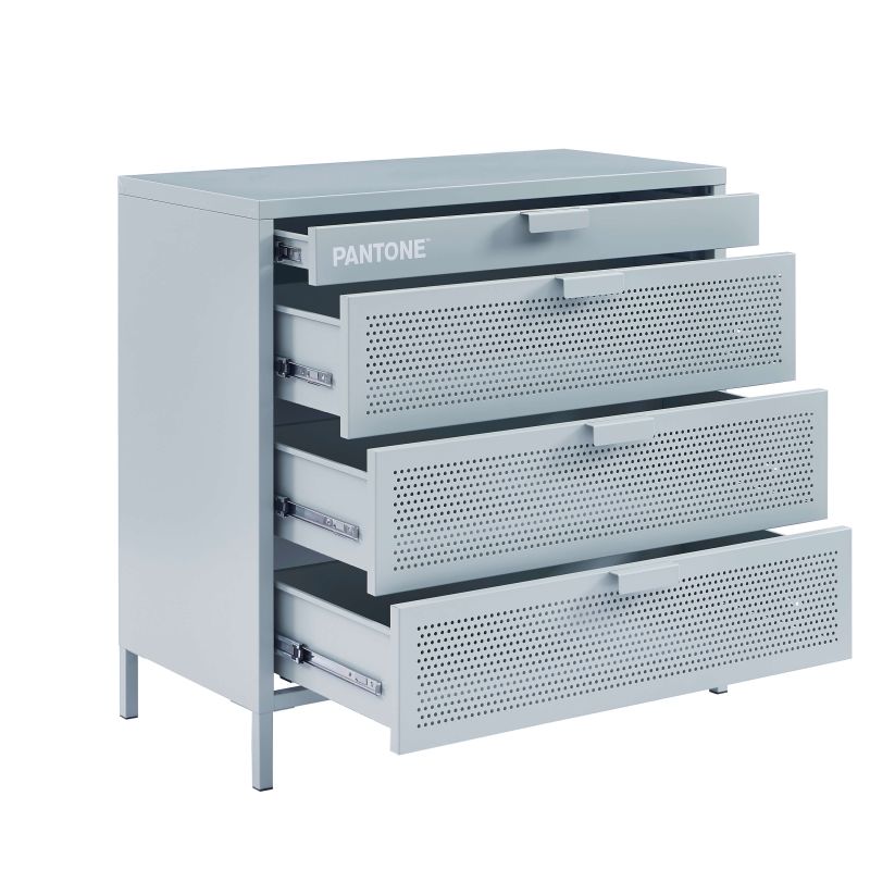 Commode PANTONE 4 tiroirs métal gris bleu 80cm