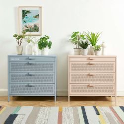 Commode PANTONE 4 tiroirs métal gris bleu 80cm