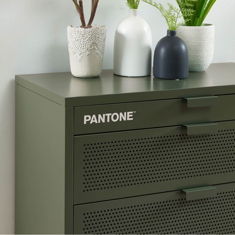 Commode PANTONE métal 4 tiroirs vert olive 80cm