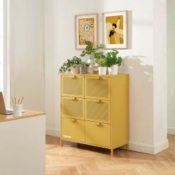 Commode PANTONE métal jaune moutarde 6 tiroirs 90cm