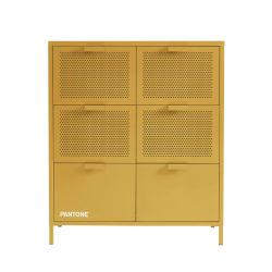 Commode PANTONE métal jaune moutarde 6 tiroirs 90cm