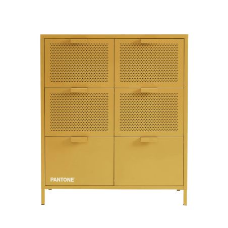 Commode PANTONE métal jaune moutarde 6 tiroirs 90cm