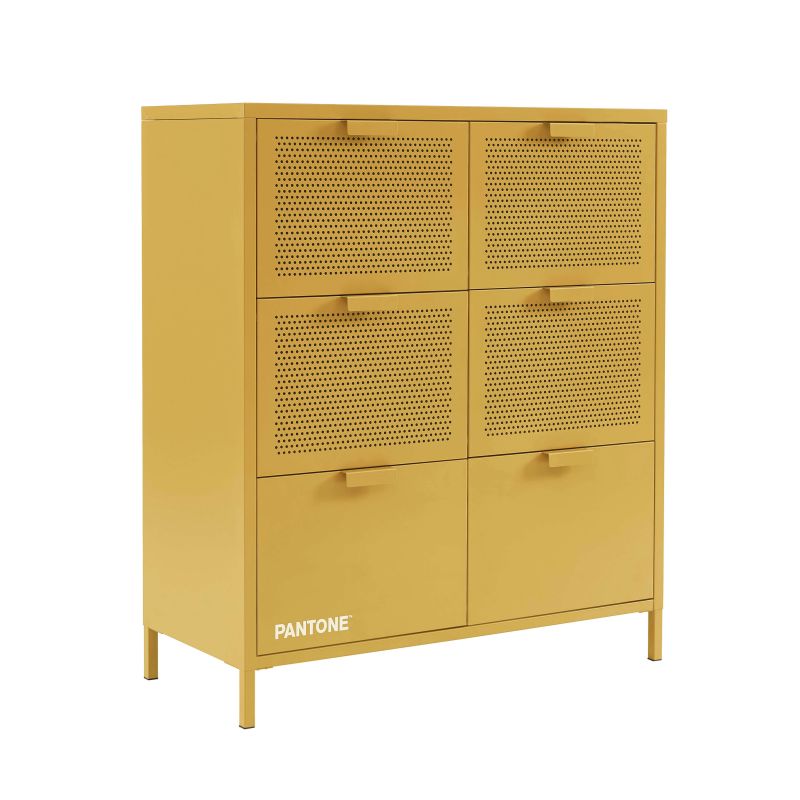 Commode PANTONE métal jaune moutarde 6 tiroirs 90cm