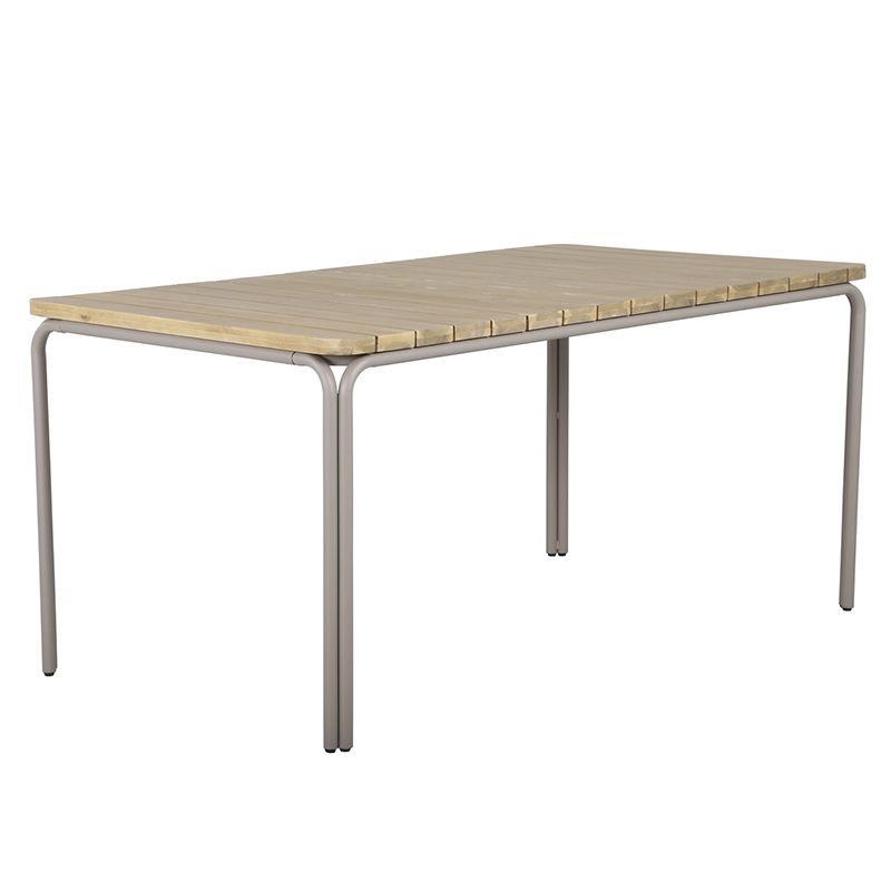 Ensemble repas table ASTI bois d'acacia FSC 160cm et lot de 4 chaises JACK velours côtelé écru