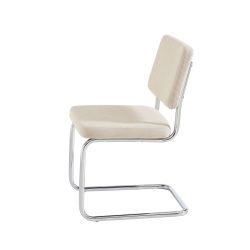 Ensemble repas table ASTI bois d'acacia FSC 160cm et lot de 4 chaises JACK velours côtelé écru