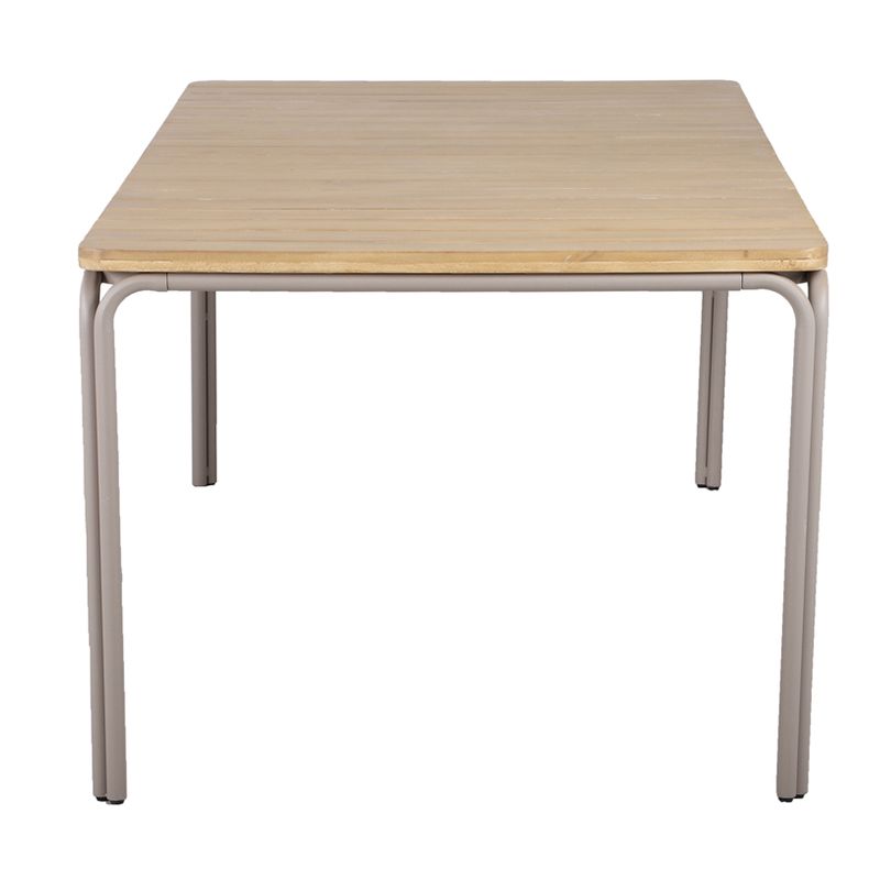 Ensemble repas table ASTI bois d'acacia FSC 200cm et lot de 6 chaises ELLA velours côtelé écru