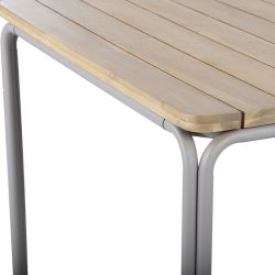 Ensemble repas table ASTI bois d'acacia FSC 200cm et lot de 6 chaises ELLA velours côtelé écru